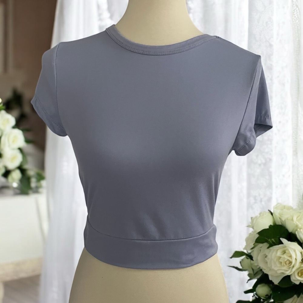 Rue21 Crop‎ T-Shirt Short Sleeve Open Back with Tie